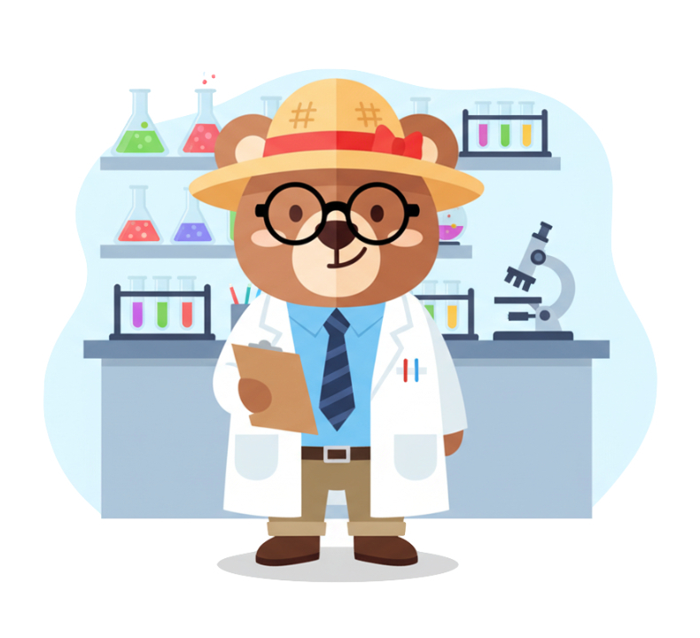 くまらぼ研究員のイラスト - 生きがいを探求する姿